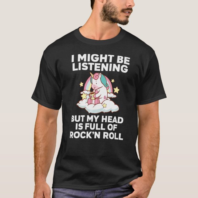 Jag kanske lyssnar på sten'n'roll sten-n roll sten t shirt (Framsida)