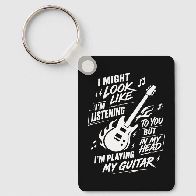 Jag kanske ser ut som att jag lyssnar Gitarr Nyckelring (Framsida)