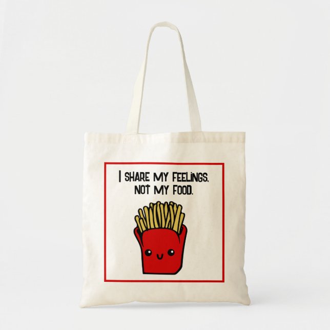 Jag  känslor inte mat, Kawaii Fries Toon Tygkasse (Framsidan)