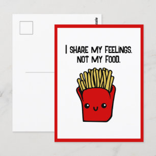 Jag känslor inte mat, Kawaii Fries Toon Vykort