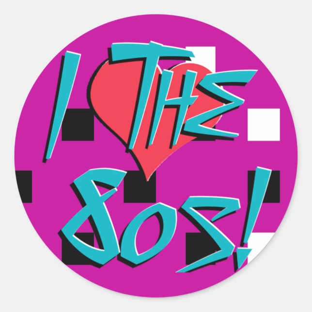 Jag Kärlek 80-talet! Runt Klistermärke (Framsida)