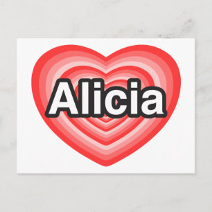 Jag kärlek Alicia. Jag kärlek du Alicia. Hjärta Vykort