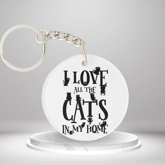 Jag Kärlek alla katter i mitt hem (I Love All The Cats In My Home Keychain)