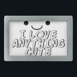 Jag Kärlek allt Cute<br><div class="desc">Kawaii stil ansikte, öga och mun. Svartvit text och teckning.</div>