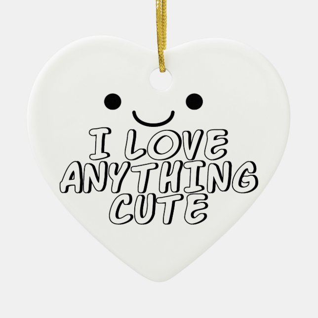 Jag Kärlek allt Cute Julgransprydnad Keramik (Framsidan)