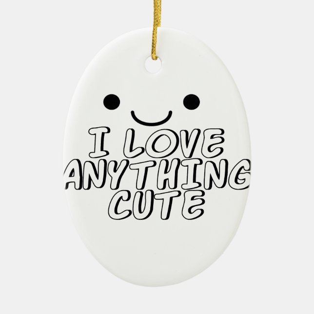 Jag Kärlek allt Cute Julgransprydnad Keramik (Framsidan)