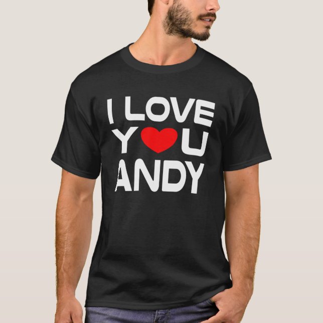 Jag Kärlek Andy Red Heart säger att älskling i Kär T Shirt (Framsida)
