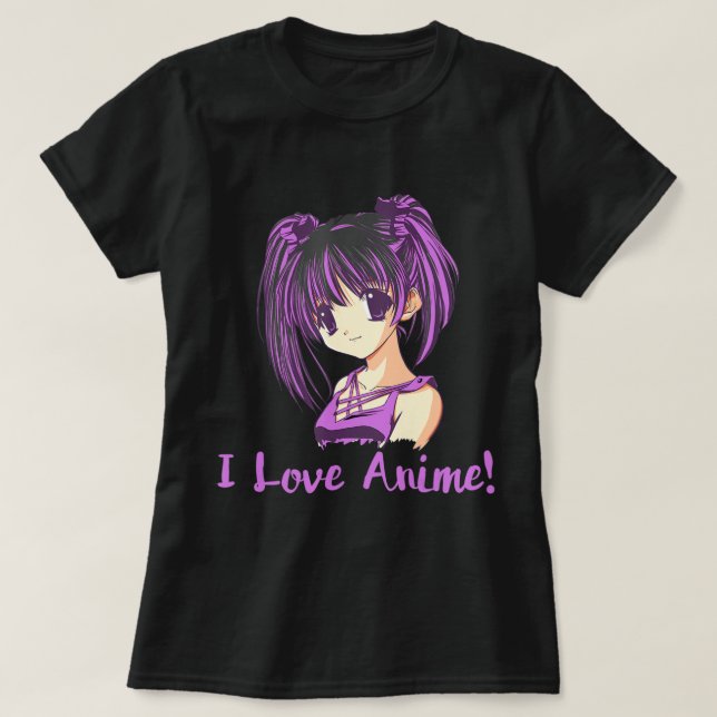 Jag Kärlek Anime! Anime Girl otaku Manga T Shirt (Design framsida)