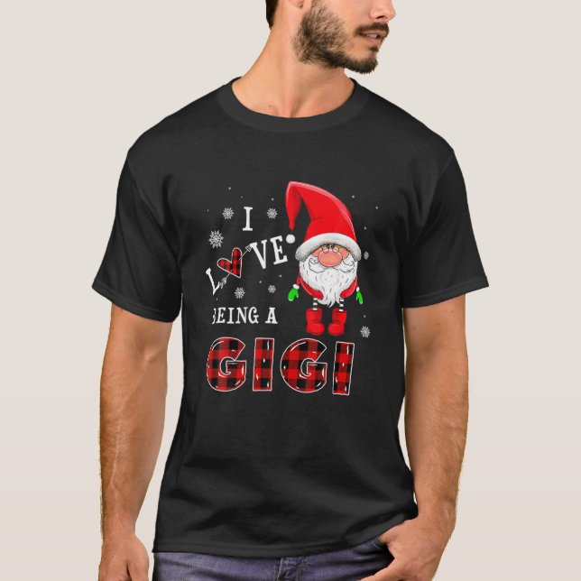 Jag Kärlek är en gigi Gnomes Funny Family Pajamas  T Shirt (Framsida)