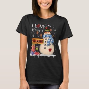 Jag Kärlek är en Mamaw Snögubbe Julafton julfamilj T Shirt