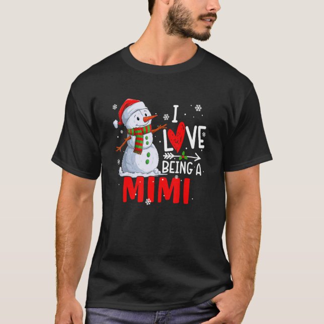 Jag Kärlek är en Mimi Snögubbe-julmorma från Mimi T Shirt (Framsida)