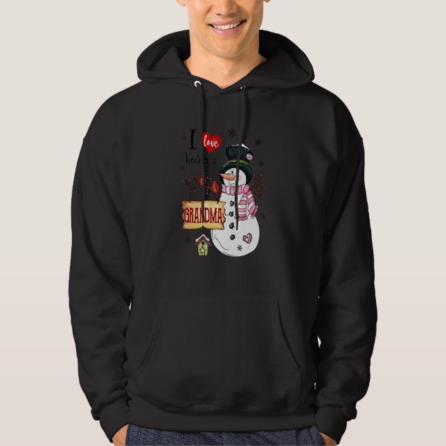 Jag Kärlek är en mormor Snögubbe julklapp Xma Hoodie (Framsida)