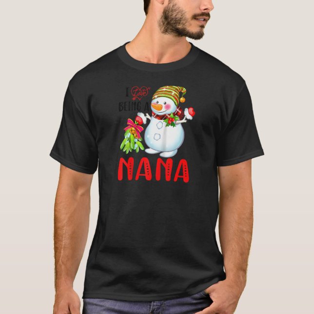 Jag Kärlek är en Nana Julafton Snögubbe Scarf-jul  T Shirt (Framsida)
