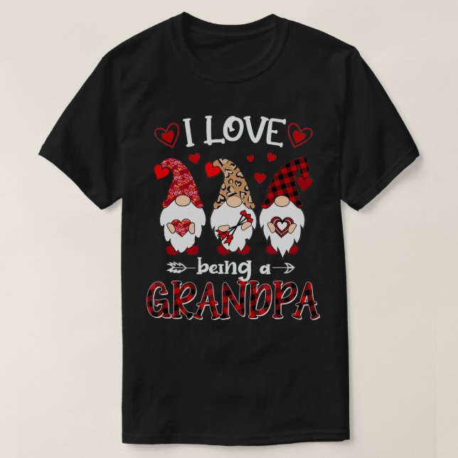 Jag Kärlek är Grandpa Alla hjärtans dag Gnome T Shirt (Design framsida)