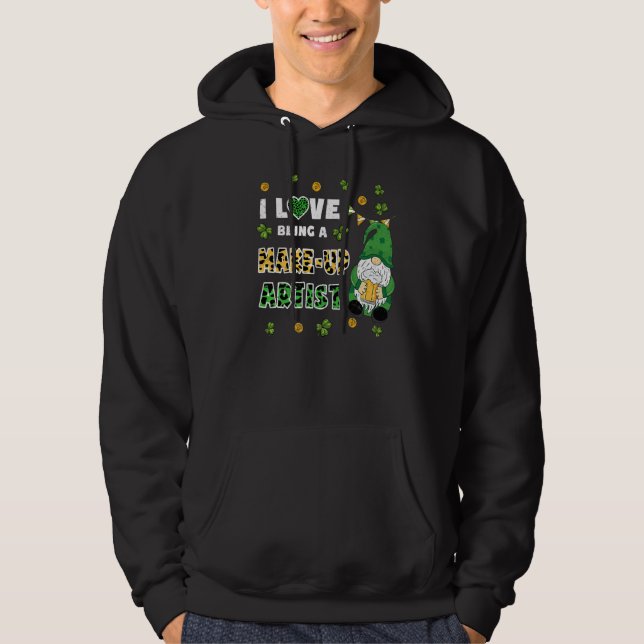 Jag Kärlek är konstnäst St patricks day Hoodie (Framsida)