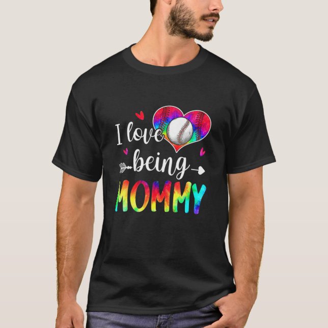 Jag Kärlek är Mamma Tie Dye Baseball Family Matchi T Shirt (Framsida)
