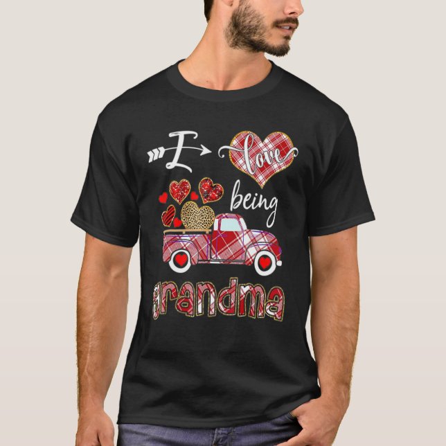 Jag Kärlek är mormor Red Play Lastbil Hearts Valen T Shirt (Framsida)