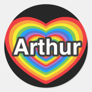 Jag kärlek Arthur. Jag kärlek du Arthur. Hjärta Runt Klistermärke