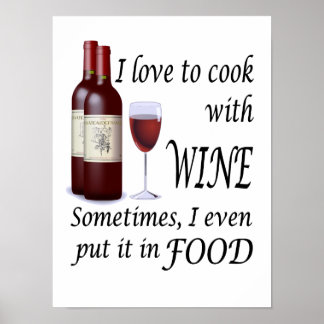 Jag Kärlek att koka med Vin - även i livsmedel Poster