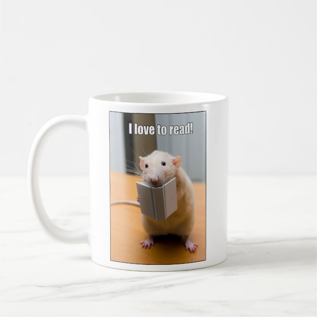 Jag kärlek att läsa!  Marty Mouse Mugg (Vänster)