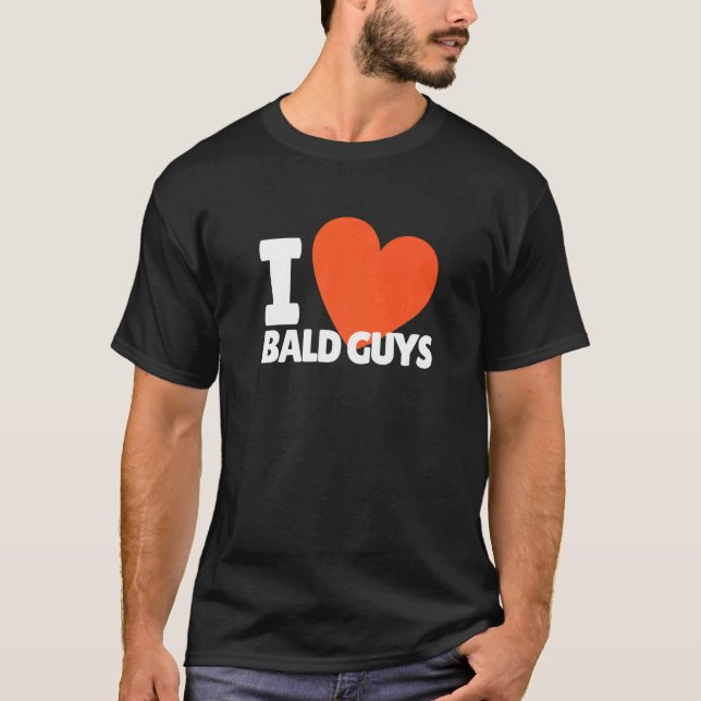 Jag Kärlek Bald Killar Heart Bald Head T Shirt (Framsida)
