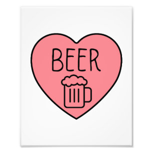 Jag Kärlek Beer Heart Fototryck
