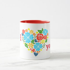 JAG KÄRLEK BLOMMIGTAR DIG HJÄRTKONSTRUKTIONEN VALE MUGG