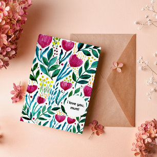Jag kärlek, botaniskt illustration av morsa julkort