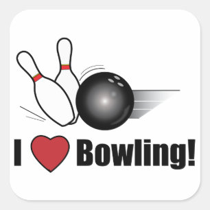 Jag Kärlek Bowling! Fyrkantigt Klistermärke