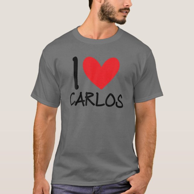 Jag Kärlek Carlos Namn Personlig Manar Guy BFF Fri T Shirt (Framsida)