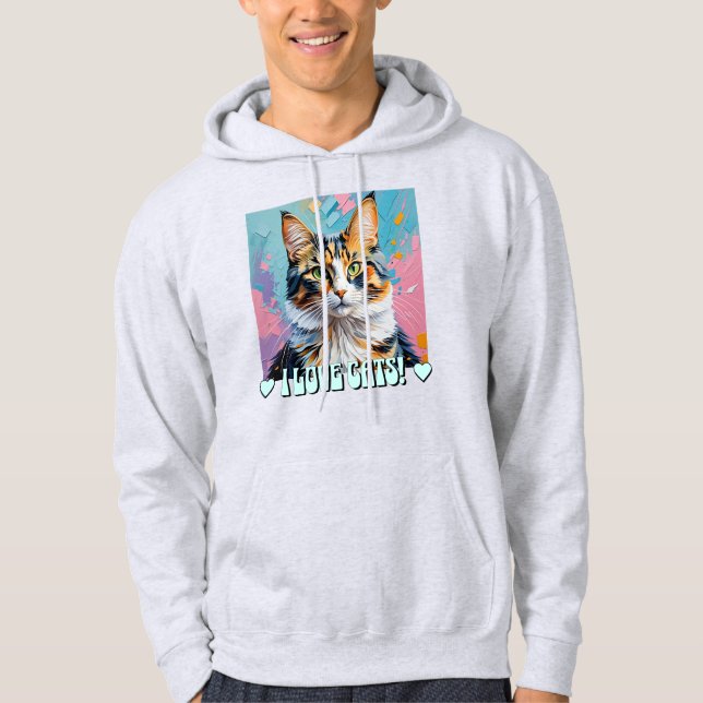 Jag Kärlek Cats! Hoodie (Framsida)