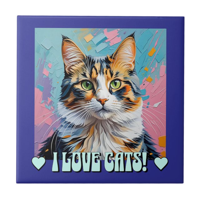 Jag Kärlek Cats! Kakelplatta (Framsidan)