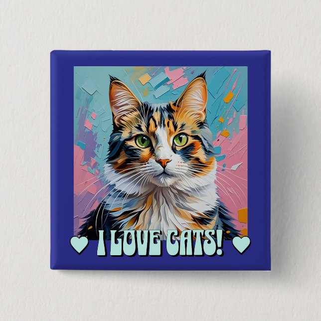Jag Kärlek Cats! Knapp (Framsida)