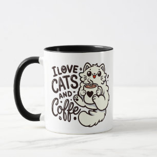 Jag kärlek Cats och kaffe! Mugg
