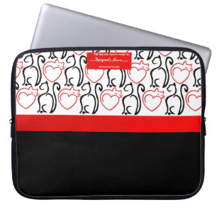 Jag Kärlek Cats! (Röda+svarta konturer), Personlig Laptop Fodral