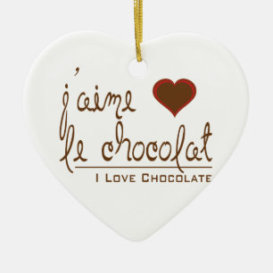 Jag Kärlek Chocolate, i Fransk! Julgransprydnad Keramik