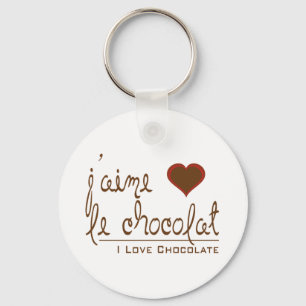 Jag Kärlek Chocolate, i Fransk! Nyckelring