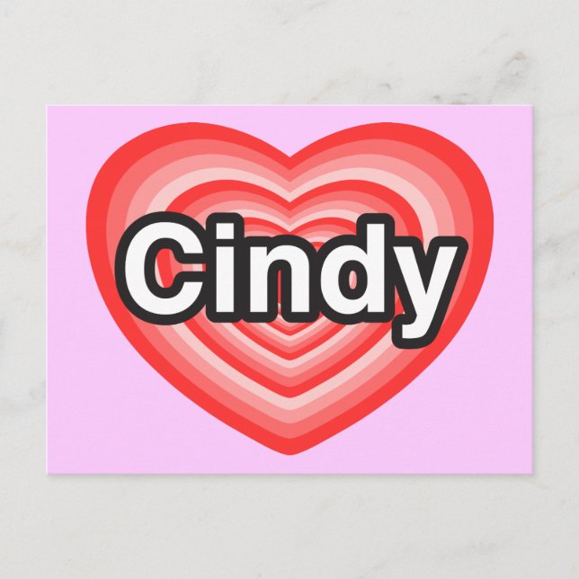 Jag kärlek Cindy. Jag kärlekar dig Cindy. Hjärta Vykort (Framsida)