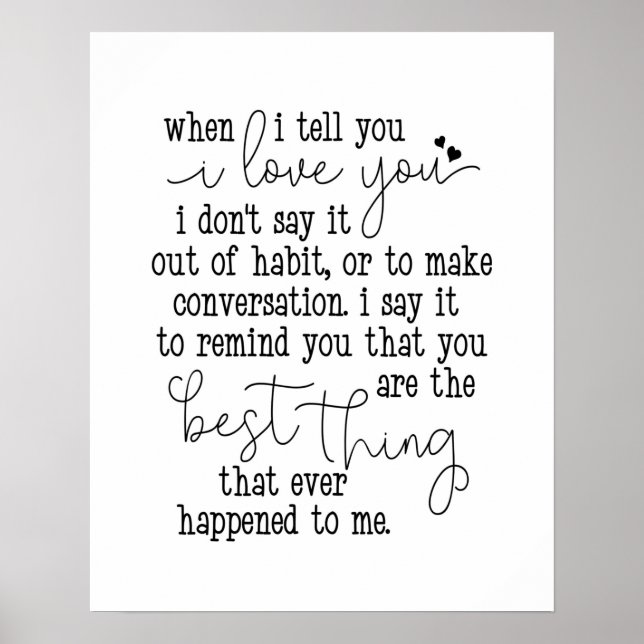 Jag kärlek citerar bröllop-jubileumsgåva poster (Framsidan)