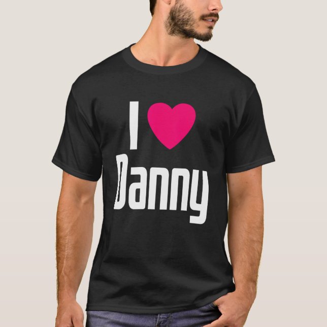 Jag Kärlek Danny Rosa Heart I Heart Danny T Shirt (Framsida)