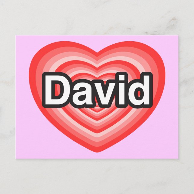 Jag kärlek David. Jag kärlekar dig David. Hjärta Vykort (Framsida)