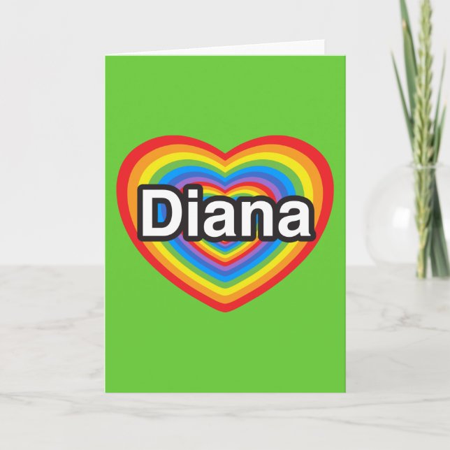 Jag kärlek Diana. Jag kärlekar dig Diana. Hjärta Kort (Framsida)