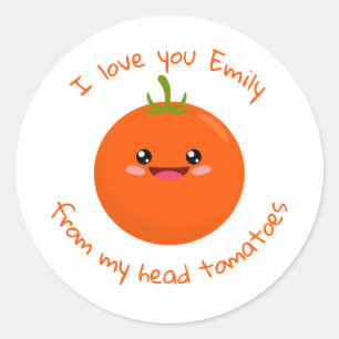 Jag Kärlek dig från mitt huvud Tomatos Funny Pun Runt Klistermärke