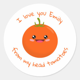 Jag Kärlek dig från mitt huvud Tomatos Funny Pun Runt Klistermärke