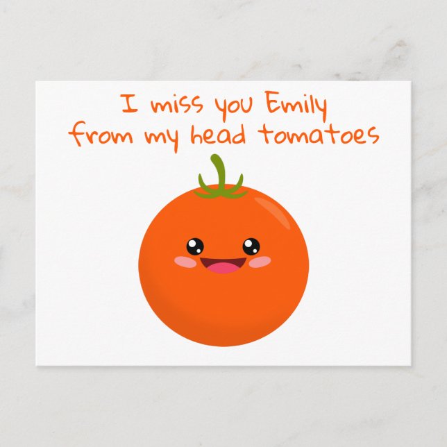 Jag Kärlek dig från mitt huvud Tomatos Funny Pun Vykort (Framsida)