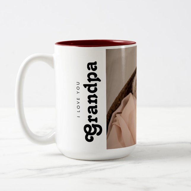 Jag kärlek dig Grandpa Photo från baby Två-Tonad Mugg (Vänster)