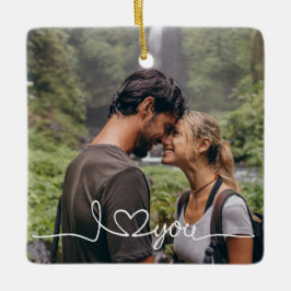 Jag Kärlek dig i vitt skript med hjärtlig Anpassni Julgransprydnad Keramik
