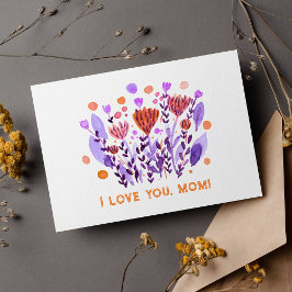 Jag kärlek dig, mamma Cute retro doodle-blommor vy Vykort