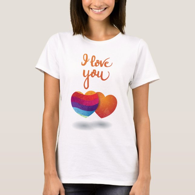 Jag kärlek dig med några hjärtan t shirt (Framsida)