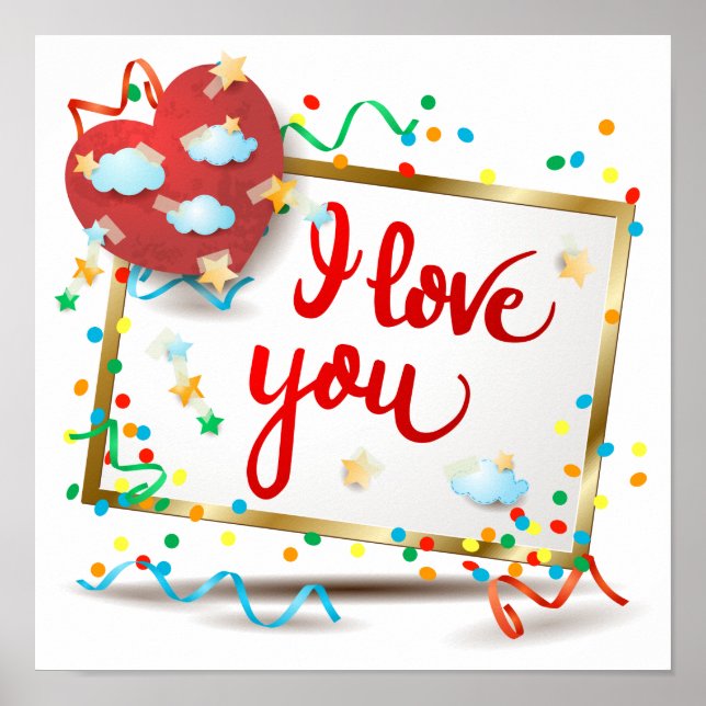Jag Kärlek dig med rött hjärta Poster (Framsidan)